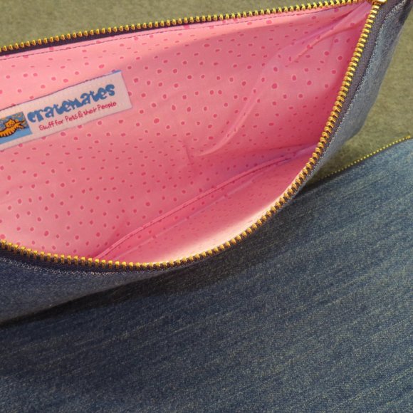 Set of 2 Lace on Denim Zippered Makeup Bag Clutch Purse NEW with Tags - Picture 2 of 6